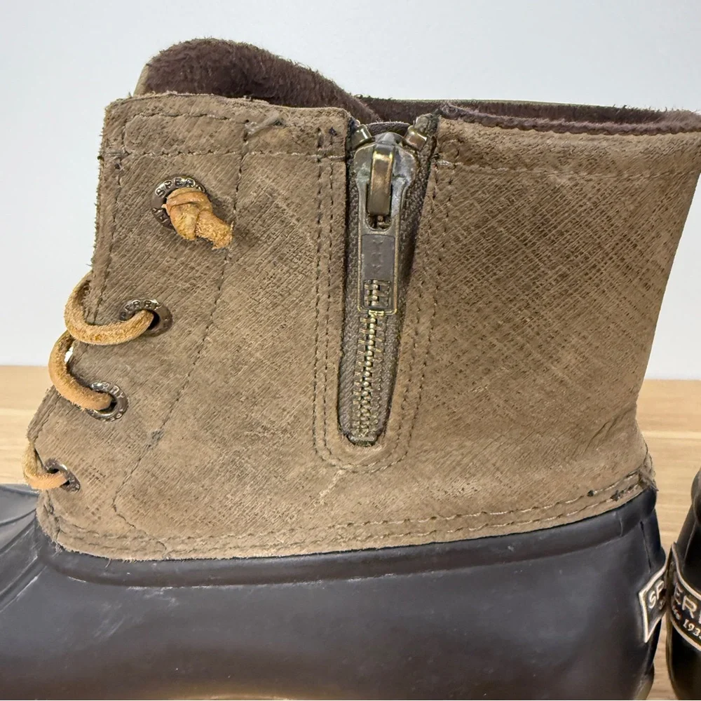 perry Saltwater Duck Boots Womens 7 Brown Olive | Waterproof Rain Snow Boots